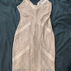 Guess Beige Lace Mini Dress